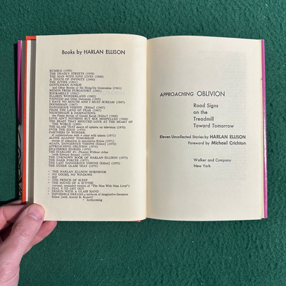 Vintage Sci-Fi Hardback: Harlan Ellison - Approaching Oblivion BCE