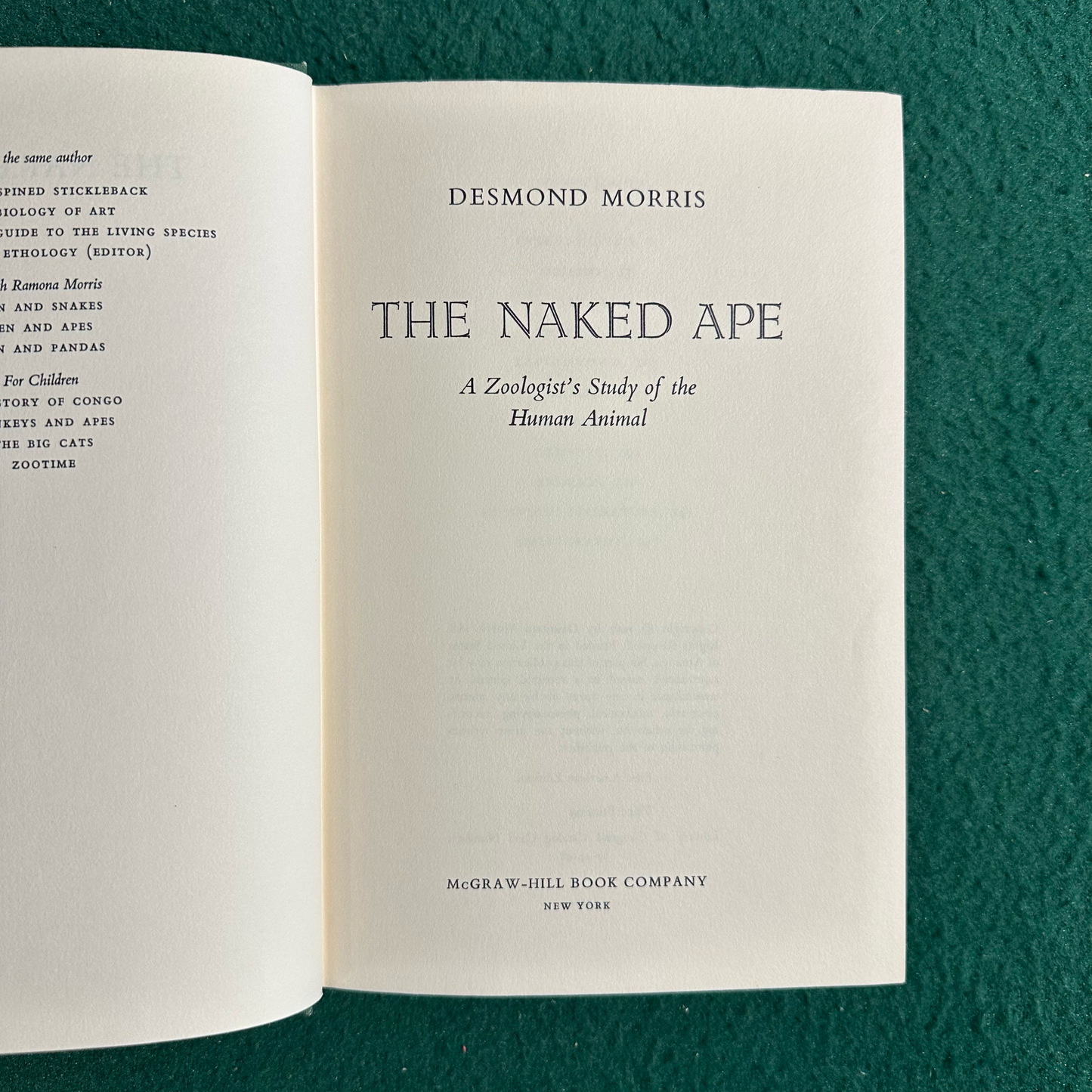 Vintage Non-Fiction Hardback: Desmond Morris - The Naked Ape BCE