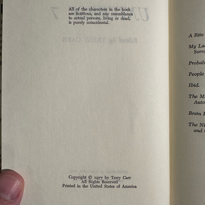 Vintage Sci-Fi Hardback: Universe 7, Edited by Terry Carr BCE