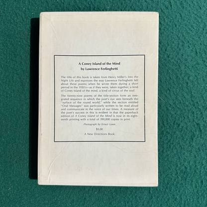 Vintage Poetry Hardback: Lawrence Ferlinghetti - A Coney Island of the Mind FIRST CLOTH-BOUND EDITION