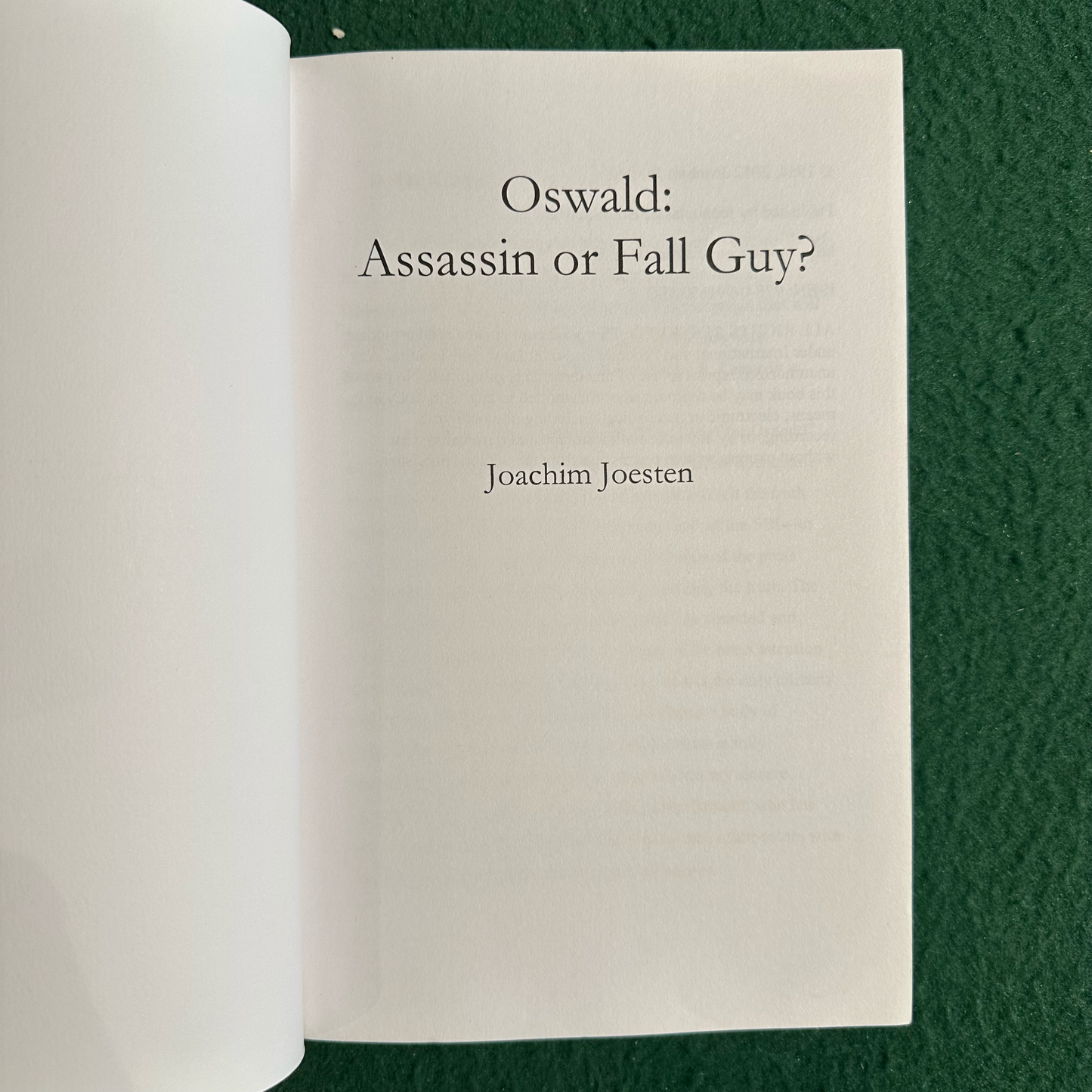 Non-Fiction Paperback: Joachim Joesten - Oswald: Assassin or Fall Guy?