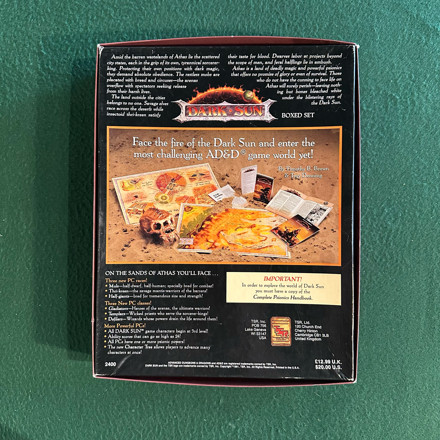 Vintage Dungeons & Dragons 2e: Dark Sun Box Set COMPLETE