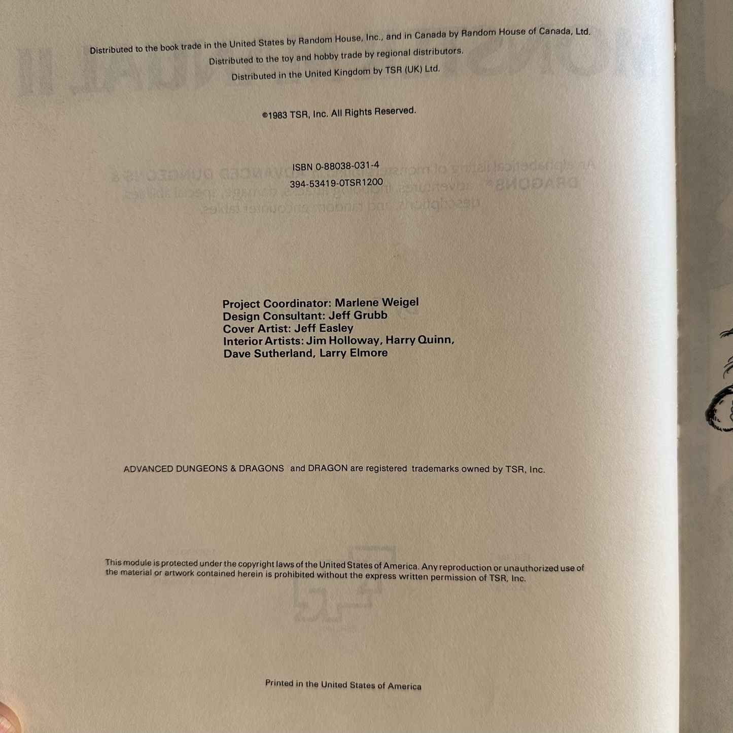 Vintage Advanced Dungeons & Dragons 1e: Monster Manual II