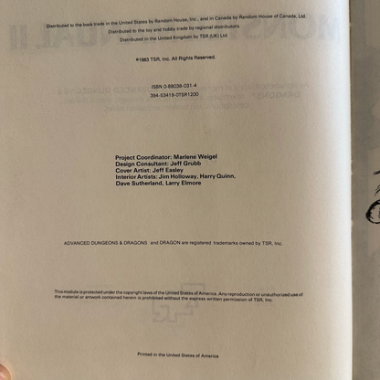 Vintage Advanced Dungeons & Dragons 1e: Monster Manual II