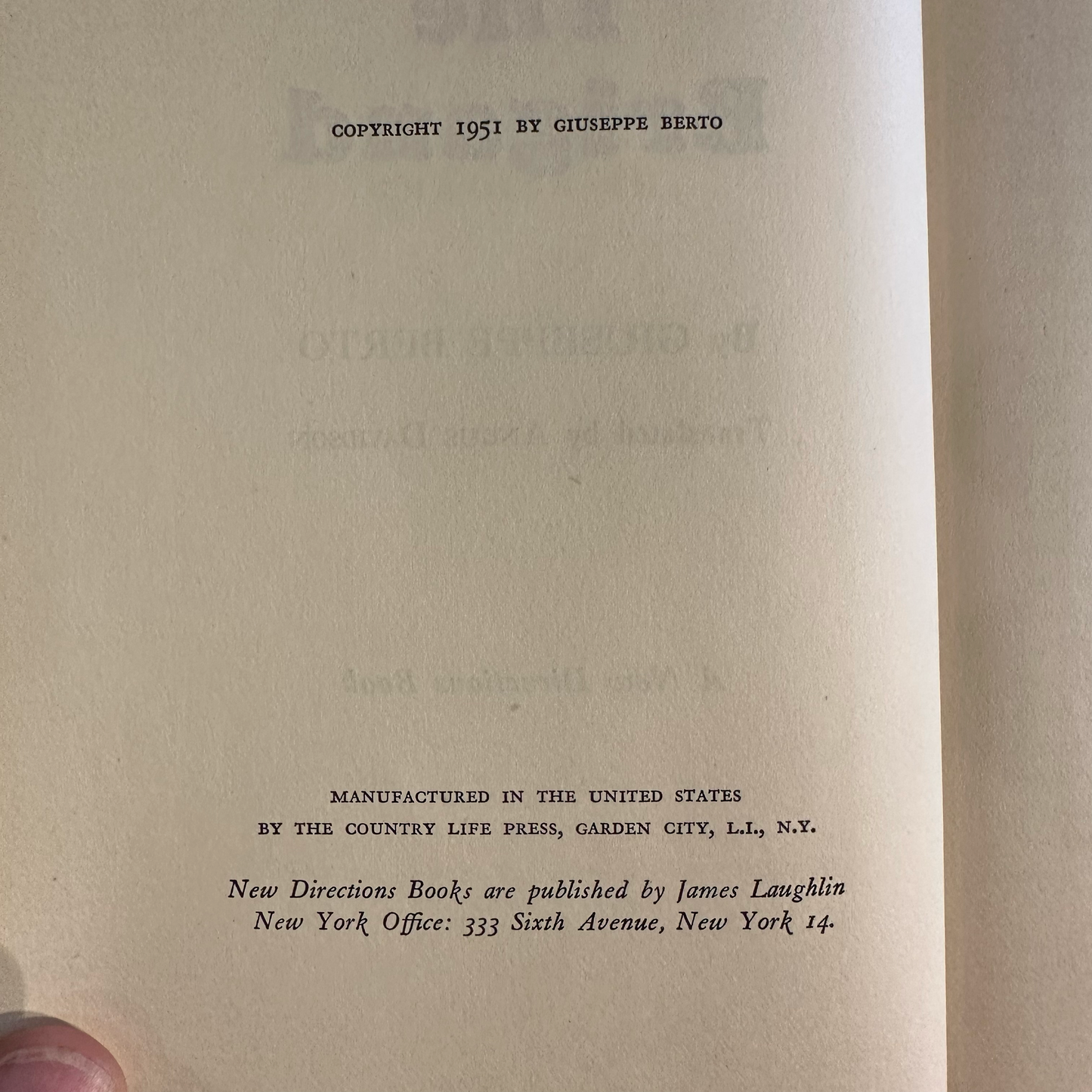 Vintage Fiction Hardcover: Giuseppe Berto - The Brigand