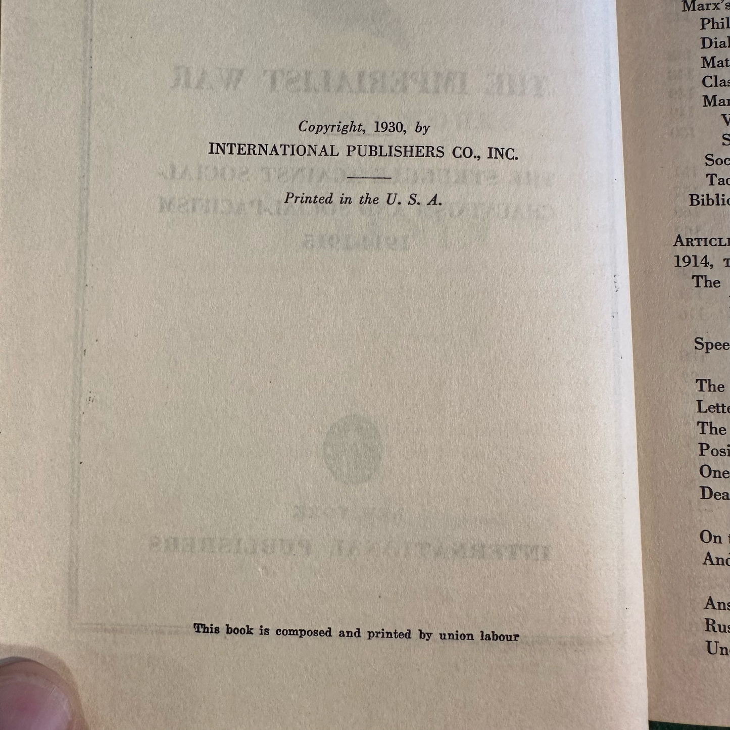 Antique Non-Fiction Hardcovers: The Collected Works of V I Lenin - The Revolution of 1917, Books 1 & 2, The Imperialist War