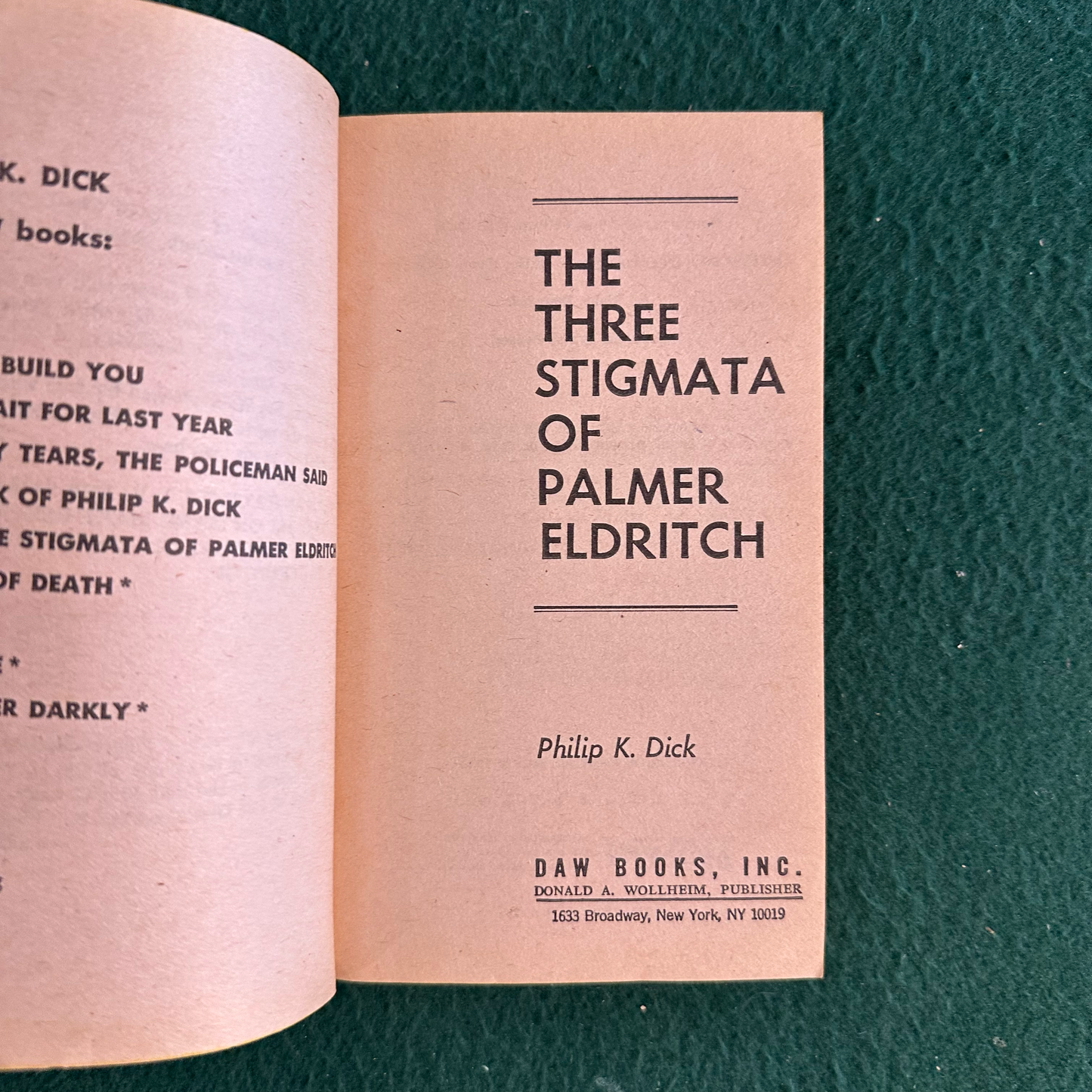Vintage Sci-Fi Paperback: Philip K Dick - The Three Stigmata of Palmer Eldritch FIRST PRINTING