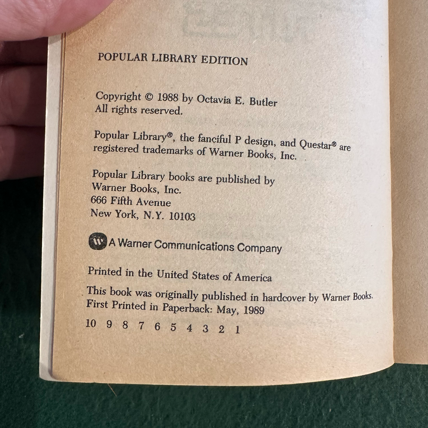 Vintage Sci-Fi Paperback: Octavia E Butler - Adulthood Rights FIRST PRINTING