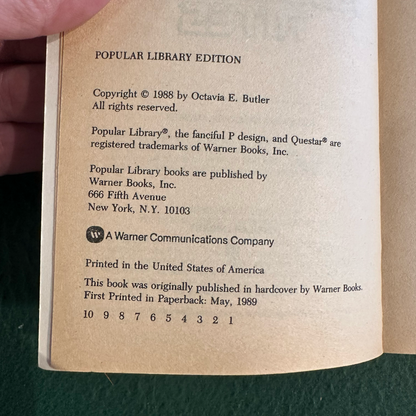 Vintage Sci-Fi Paperback: Octavia E Butler - Adulthood Rights FIRST PRINTING
