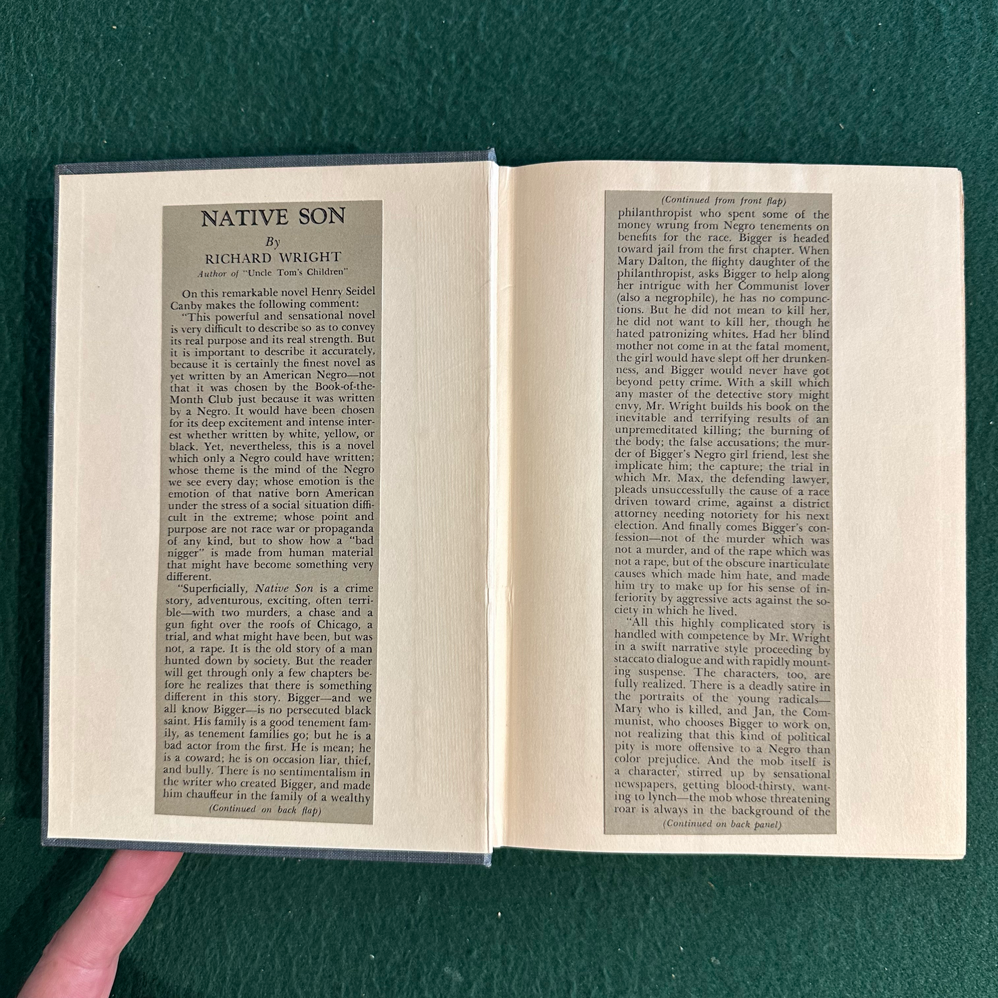 Vintage Fiction Hardcover: Richard Wright - Native Son FOURTH EDITION