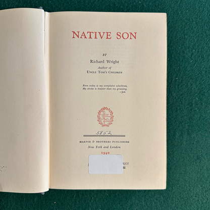 Vintage Fiction Hardcover: Richard Wright - Native Son FOURTH EDITION