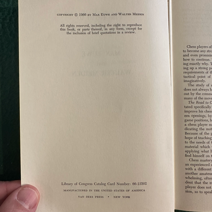 Vintage Non-Fiction Hardcover: Max Euwe and Walter Meiden - The Road to Chess Mastery