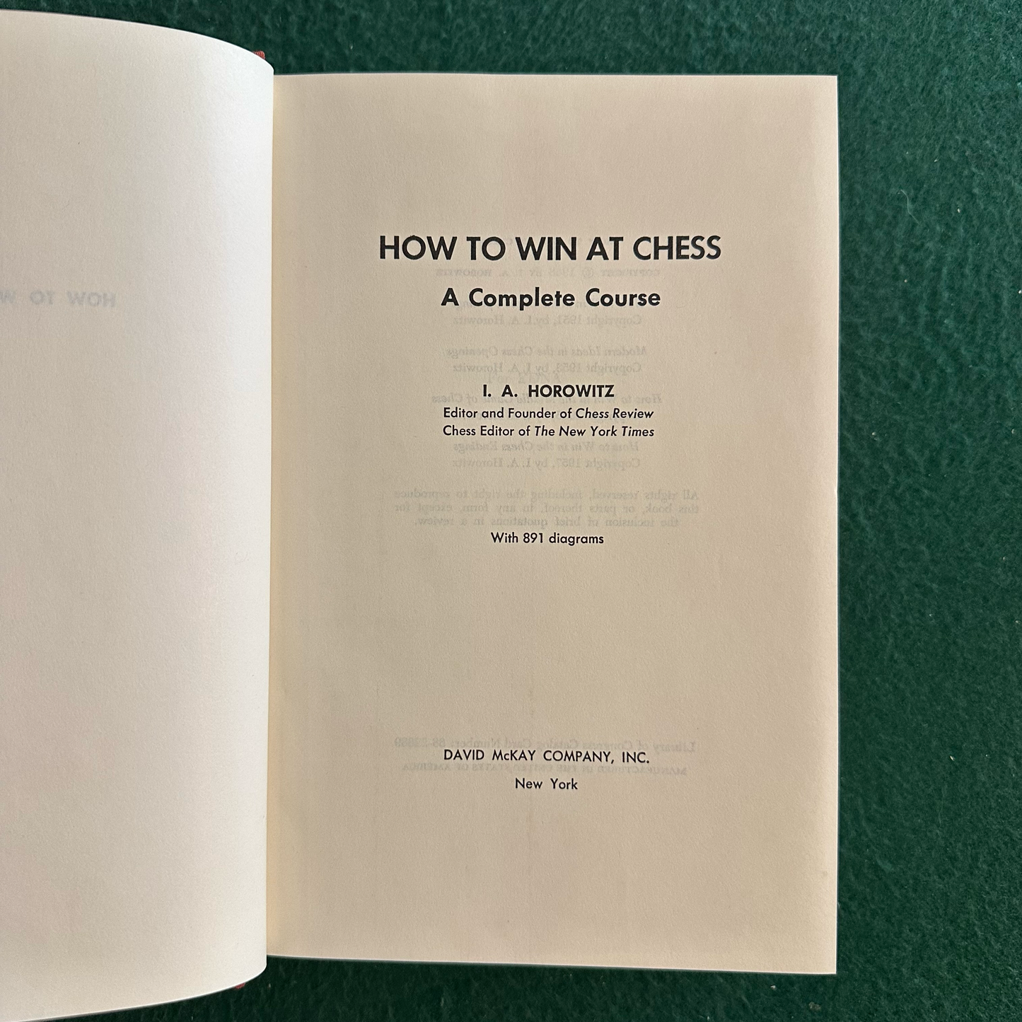 Vintage Non-Fiction Hardcover: I A Horowitz - How To Win At Chess