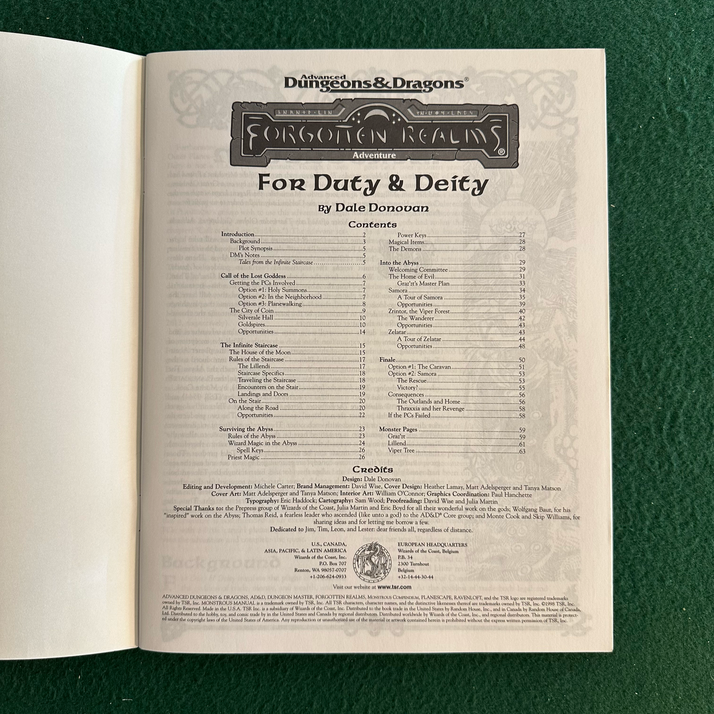 Vintage Advanced Dungeons & Dragons Adventure: Forgotten Realms: For Duty & Deity