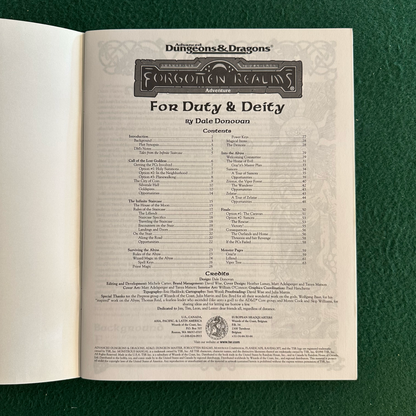 Vintage Advanced Dungeons & Dragons Adventure: Forgotten Realms: For Duty & Deity