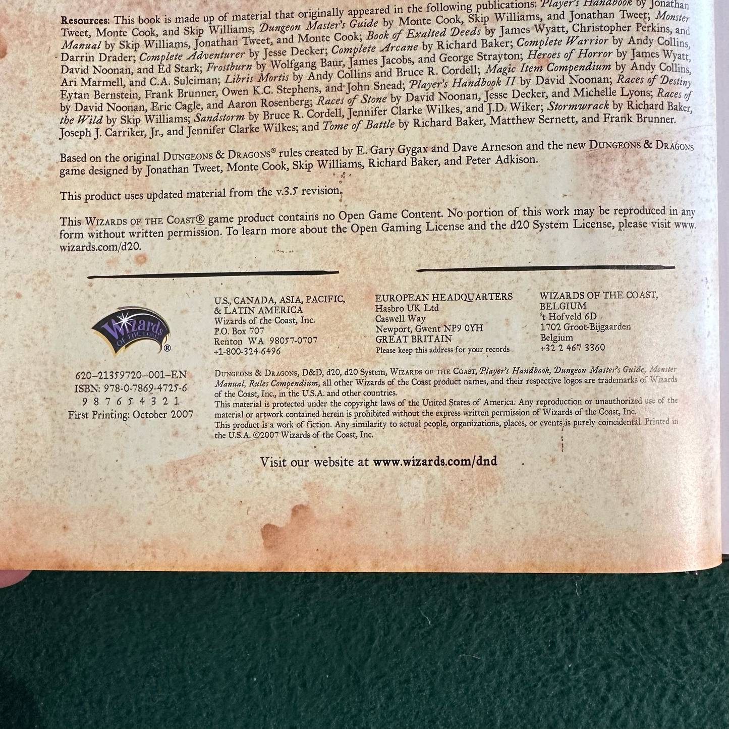 Dungeons & Dragons Supplement Hardcover: Rules Compendium FIRST PRINTING
