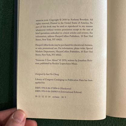 Non-Fiction Hardcover: Anthony Bourdain - Medium Raw SIGNED