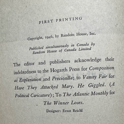 Vintage Fiction Hardback: Selected Writings of Gertrude Stein - Edited by Carl van Vechten FIRST EDITION