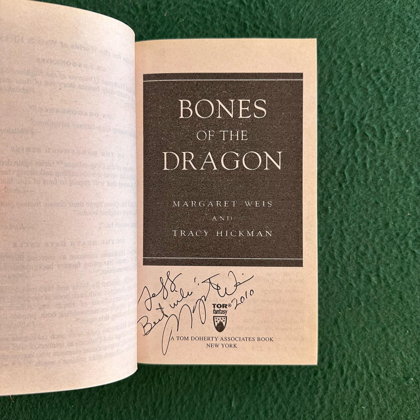 Fantasy Paperback: Margaret Weis & Tracy Hickman - Bones of the Dragon SIGNED FIRST PRINTING