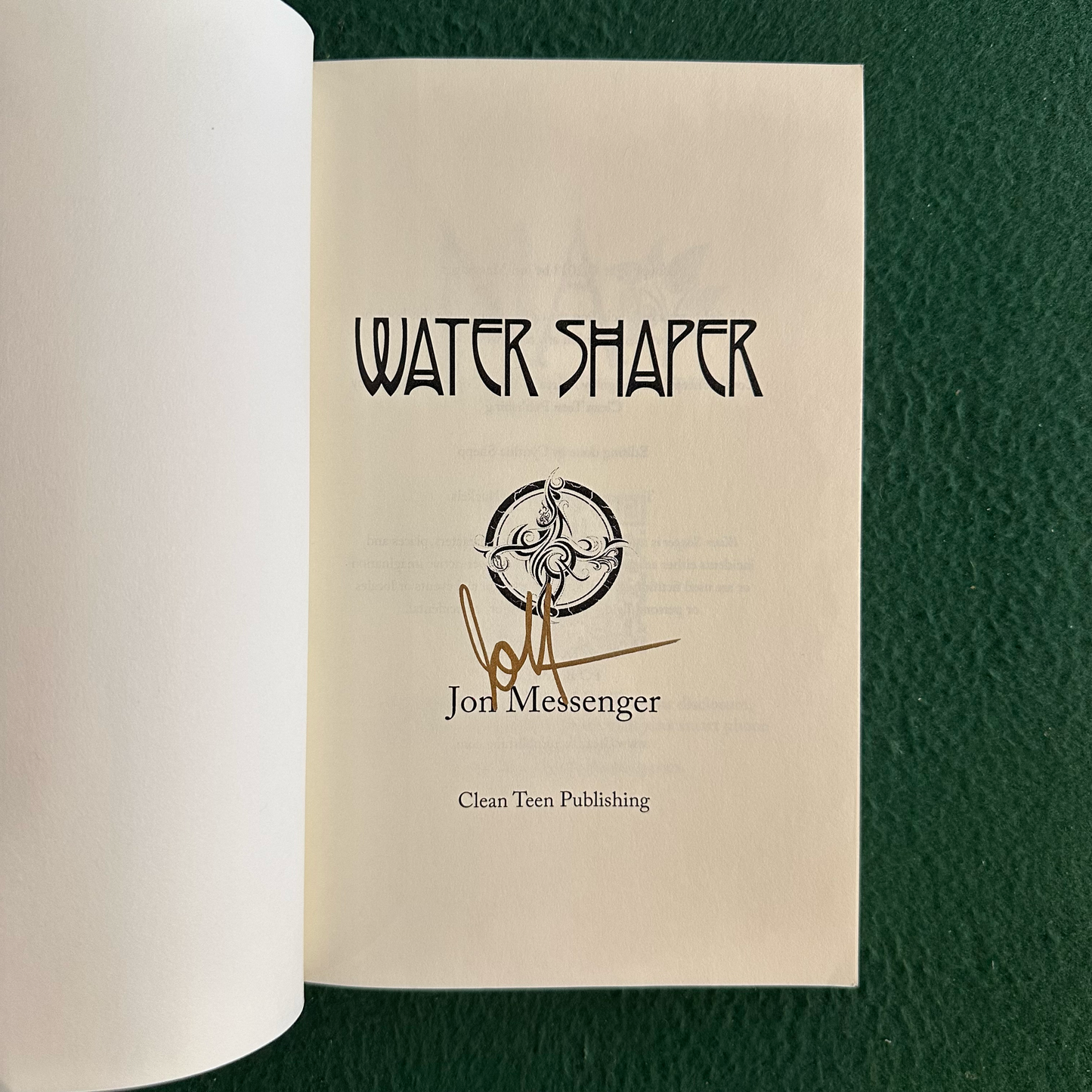 Fantasy Paperback: Jon Messenger - Water Shaper SIGNED