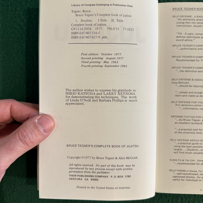 Vintage Non-Fiction Paperback: Bruce Tegner's Complete Book of Jujitsu