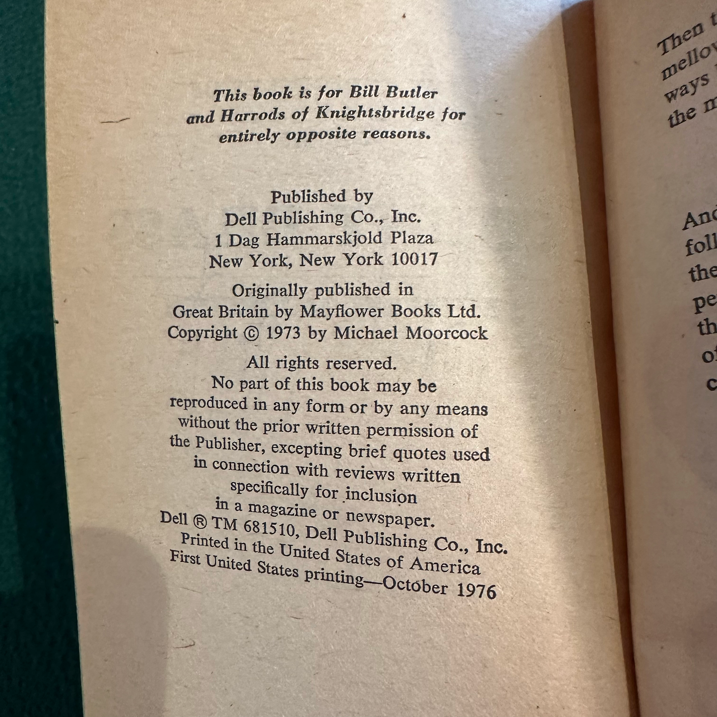 Vintage Fantasy Paperback: Michael Moorcock - Count Brass, Castle Brass #1 SIGNED FIRST PRINTING