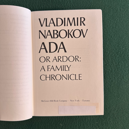 Vintage Fiction Hardback: Vladimir Nabokov - Ada THIRD PRINTING