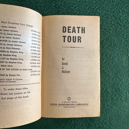 Vintage Horror Paperback: David J Michael - Death Tour FIRST PRINTING