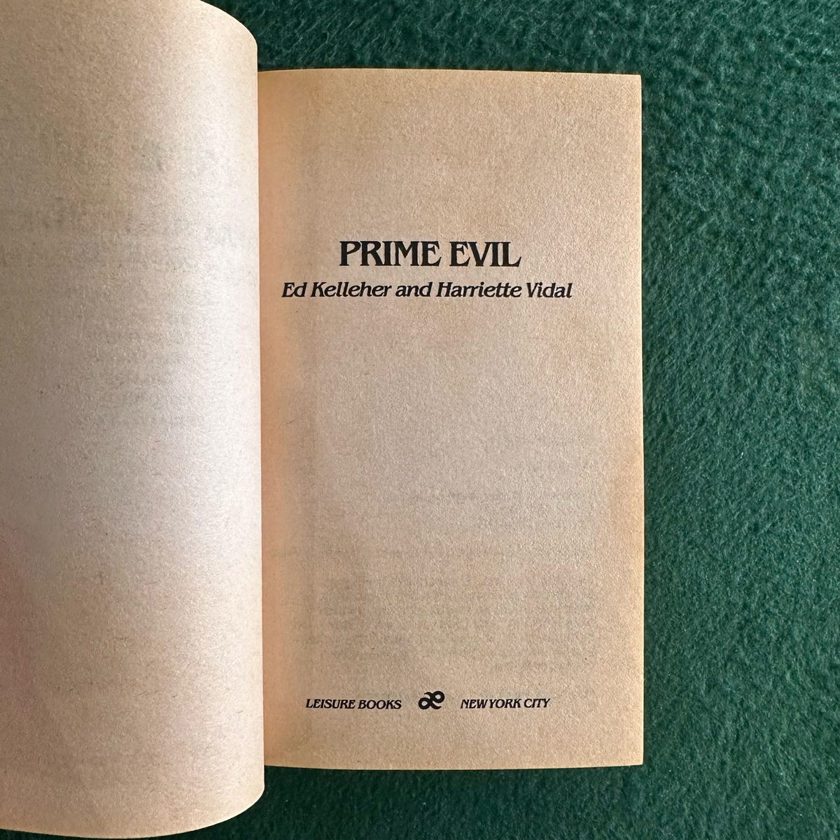 Vintage Horror Paperback: Ed Kelleher & Harriette Vidal - Prime Evil