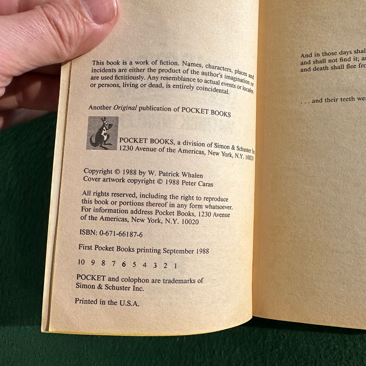 Vintage Horror Paperback: Patrick Whalen - Monastery FIRST PRINTING