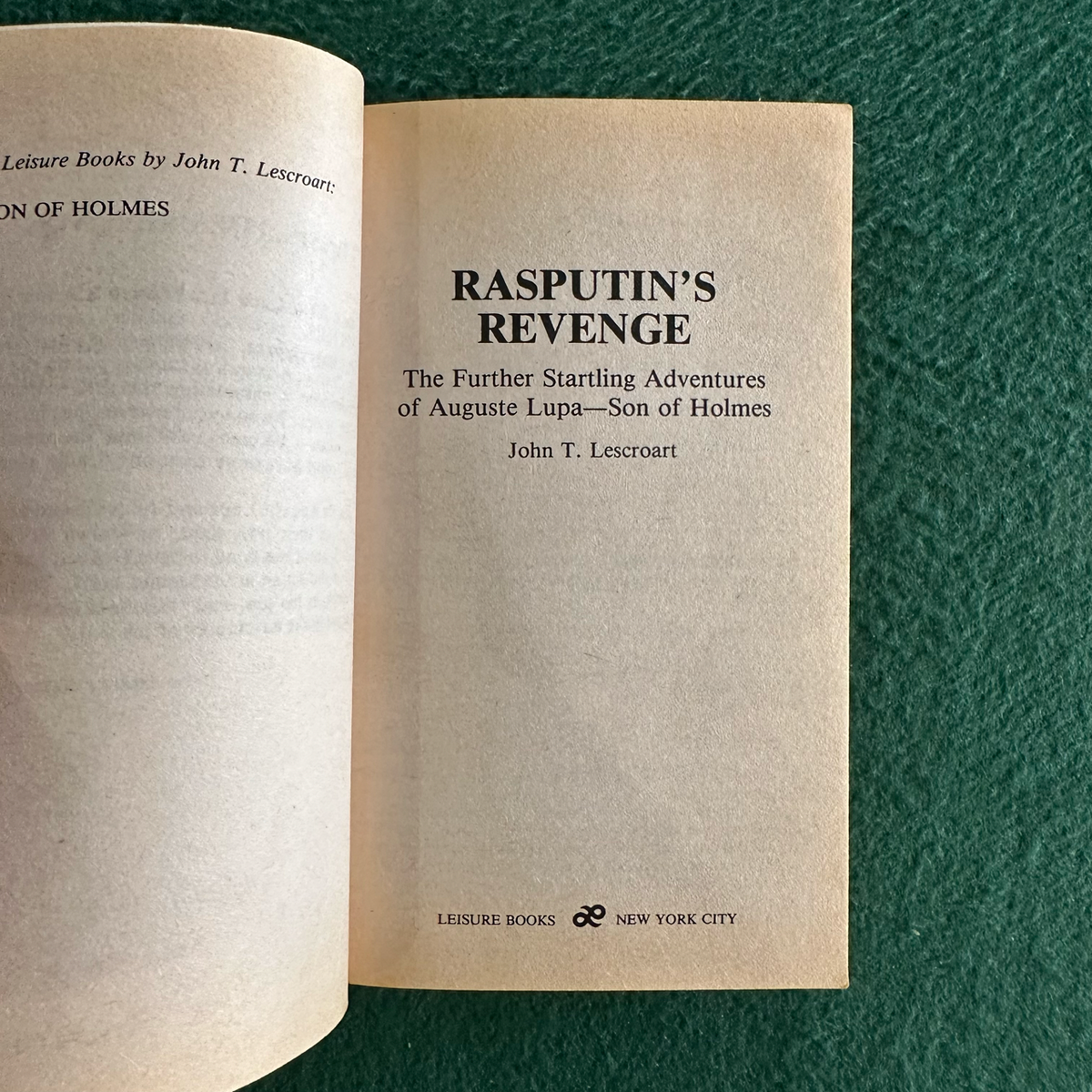 Vintage Horror Paperback: John T Lescroart - Rasputin's Revenge