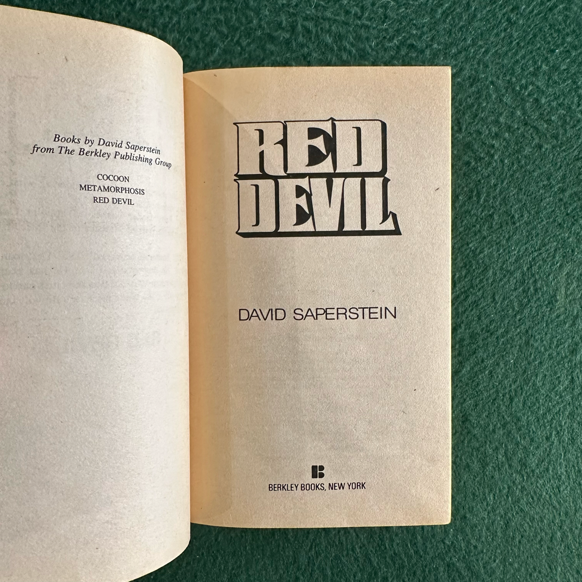 Vintage Horror Paperback: David Saperstein - Red Devil FIRST PRINTING