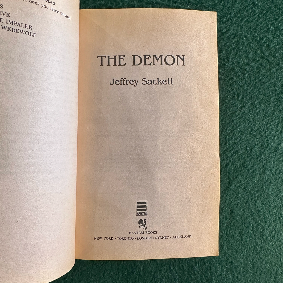 Vintage Horror Paperback: Jeffrey Sackett - The Demon FIRST PRINTING