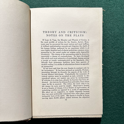 Antique Fiction Hardback: Jacinto Benavente - Plays, featuring The Prince Who Learned Everything from Books, Saturday Night, In the Clouds and The Truth 1923