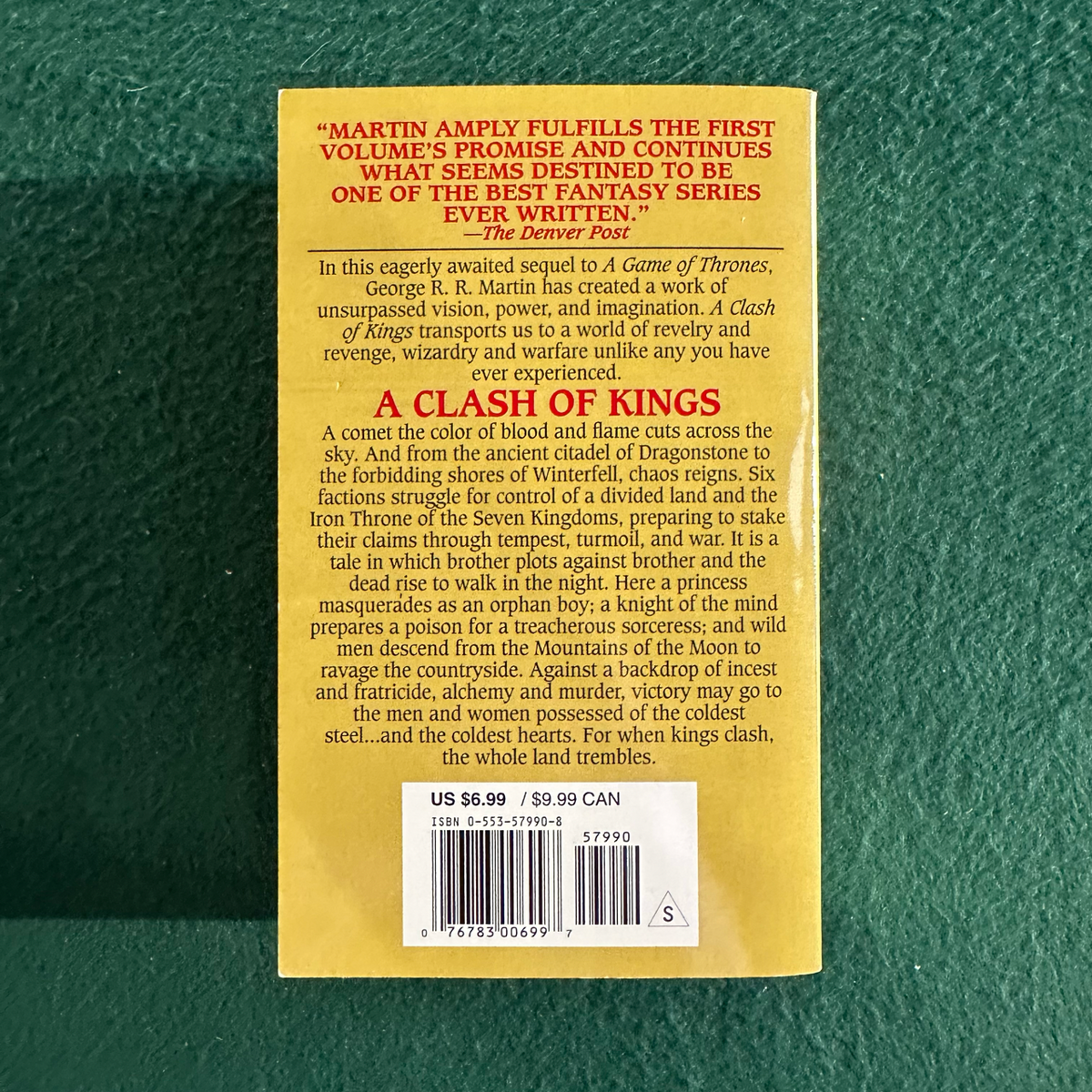 Vintage Fantasy Paperback: George RR Martin - A Clash of Kings FIRST PRINTING