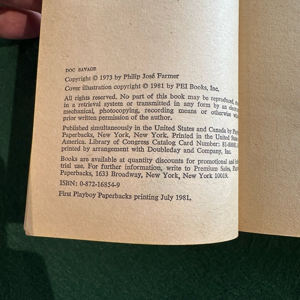Vintage Sci-Fi Paperback: Philip Jose Farmer - Doc Savage: His Apocalyptic Life FIRST PRINTING