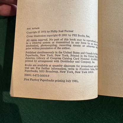 Vintage Sci-Fi Paperback: Philip Jose Farmer - Doc Savage: His Apocalyptic Life FIRST PRINTING