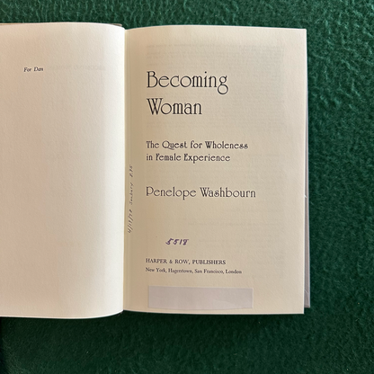 Vintage Non-Fiction Hardback: Penelope Washbourn - Becoming Woman FIRST EDITION
