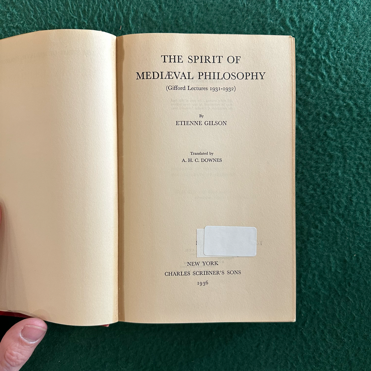 Vintage Non-Fiction Hardback: Etienne Gilson - The Spirit of Medieval Philosophy&nbsp; FIRST EDITION