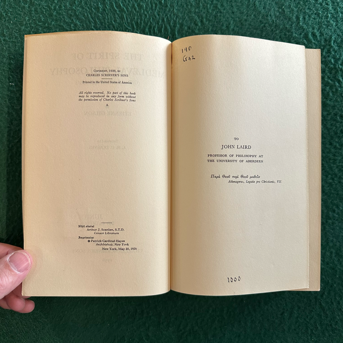 Vintage Non-Fiction Hardback: Etienne Gilson - The Spirit of Medieval Philosophy&nbsp; FIRST EDITION