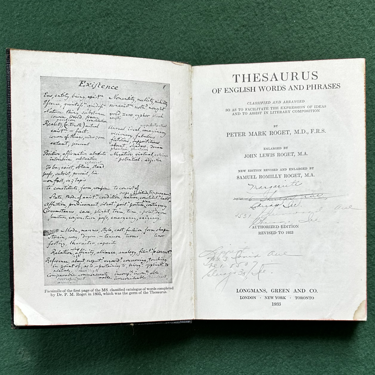 Antique Non-Fiction Hardback: Peter Mark Roget - Thersaurus of English Words and Phrases 1933