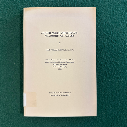 Vintage Non-Fiction Paperback: Jude D Wiesenbeck - Alfred North Whitehead's Philosophy of Values