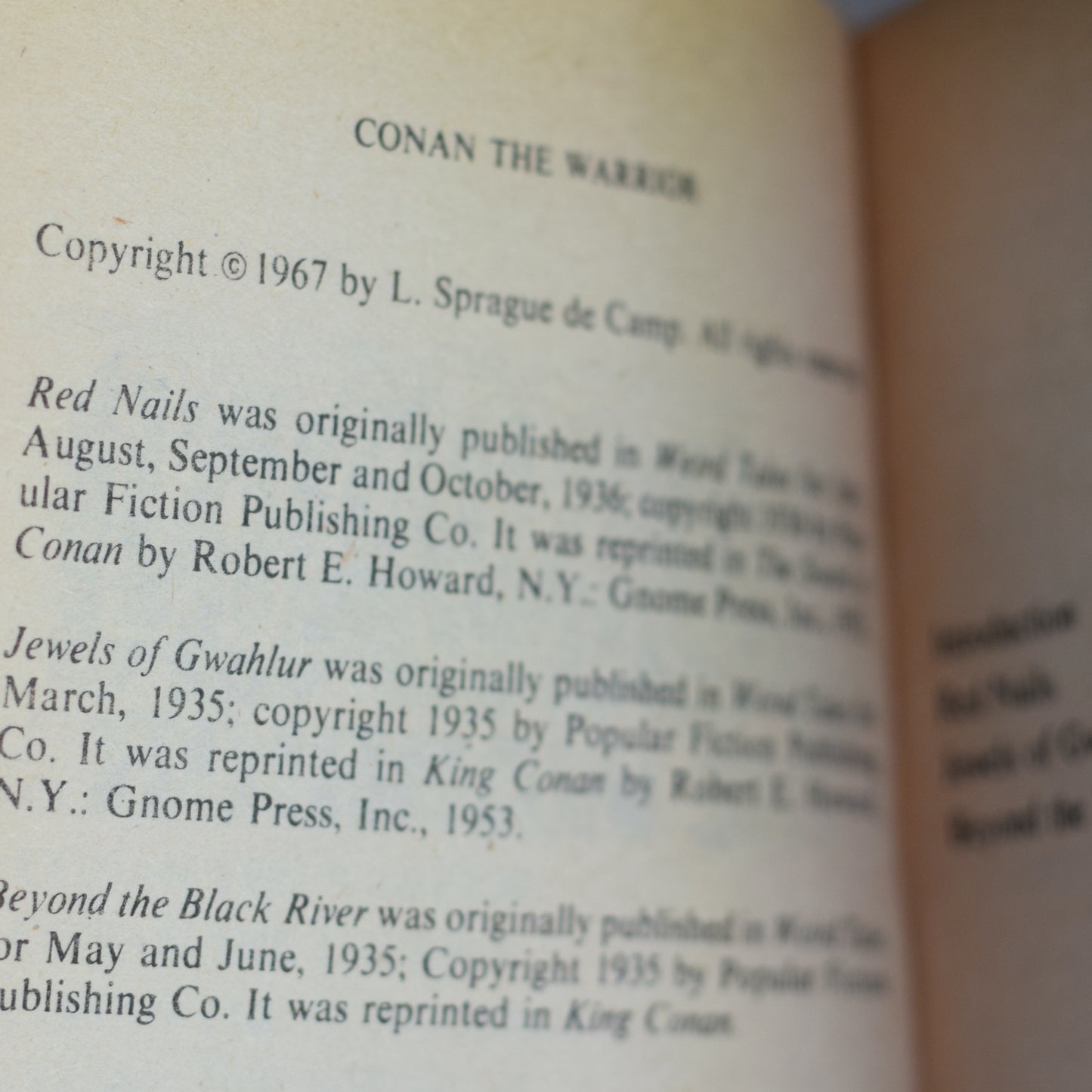 Vintage Fantasy Paperback: Robert E Howard and LSprague de Camp - Conan the Warrior