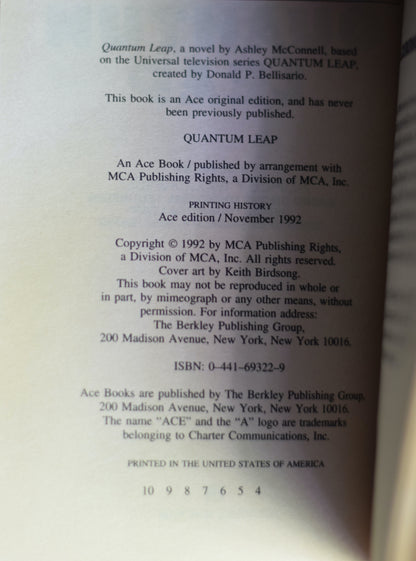 Vintage Sci-fi Paperback: Ashley McConnell - Quantum Leap, The Novel