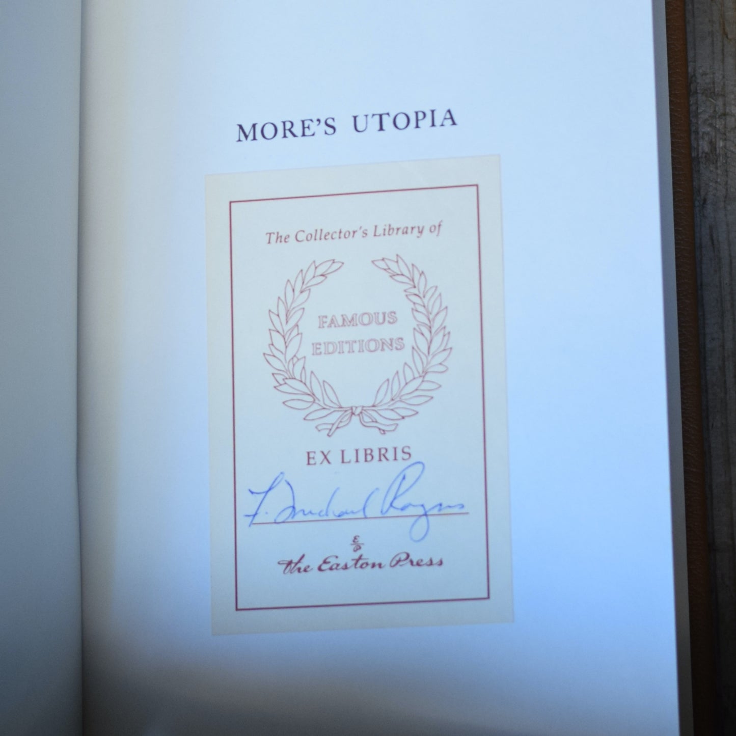 Vintage Fiction Hardback: Sir Thomas More - Utopia, Easton Press Edition