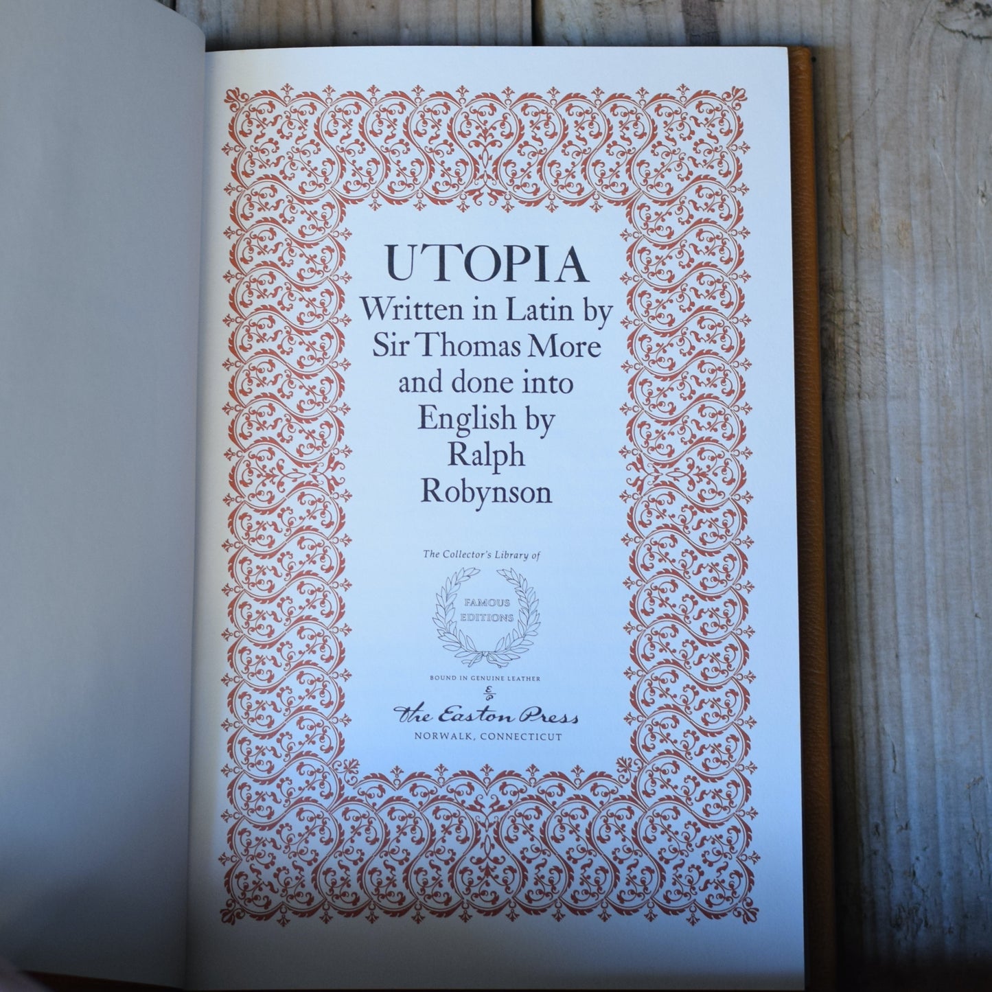 Vintage Fiction Hardback: Sir Thomas More - Utopia, Easton Press Edition