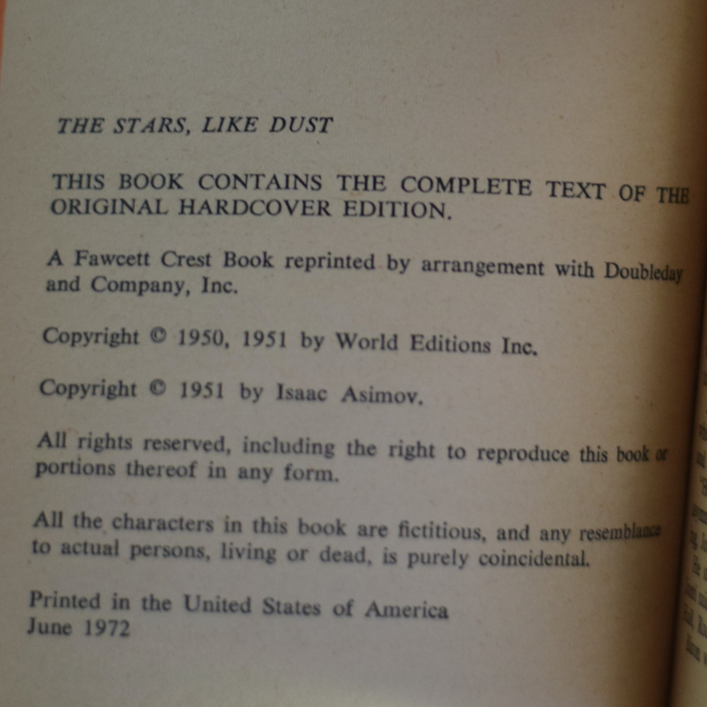 Vintage Sci-fi Paperback: Isaac Asimov - The Stars Like Dust