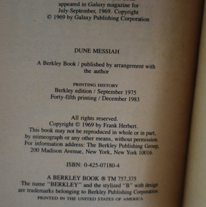Vintage Sci-fi Paperback: Frank Herbert - Dune Messiah