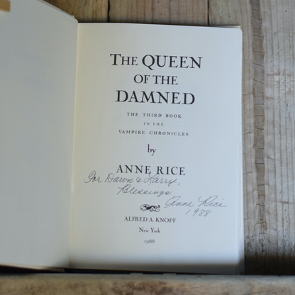 Vintage Horror Hardback: Anne Rice - The Queen of the Damned SIGNED FIRST EDITION