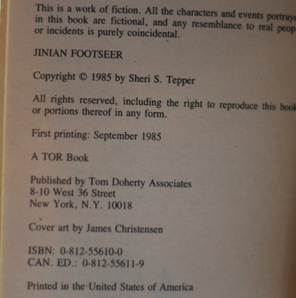 Vintage Fantasy Paperbak: Sheri S Tepper - Jinian Footseer FIRST PRINTING